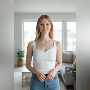 Abercrombie & Fitch White Sleeveless Crop Cami Tank Top Soft AF Collection